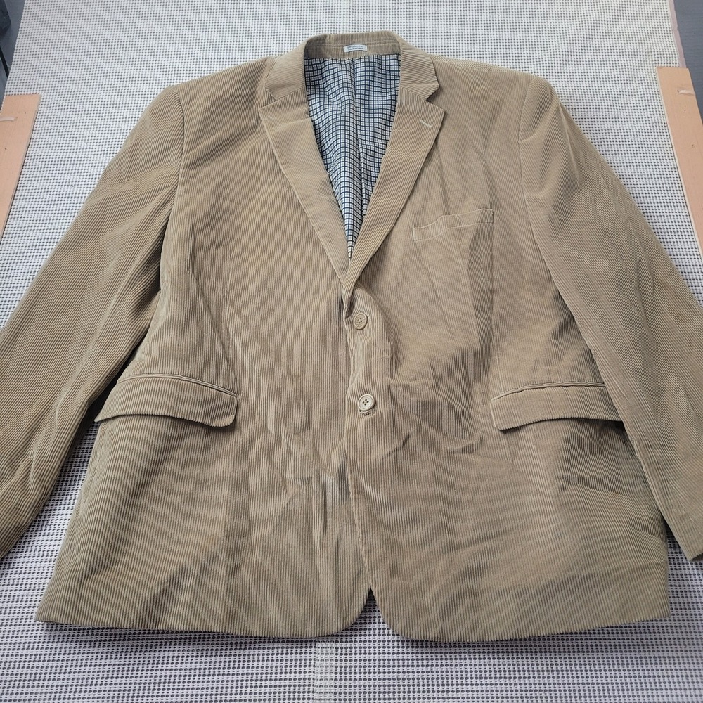 Saddlebred Mens Corduroy Blazer Sport Coat 50R Tan Cotton Suede Elbow Patches